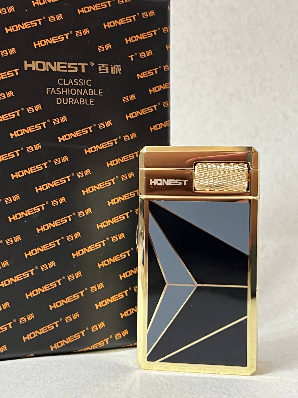 Honest Modern Geometric Dual-Flame Gas Lighter with Flame Switcher