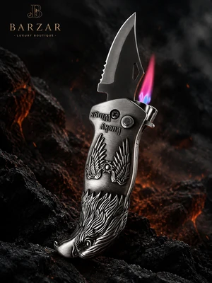 فندک اتمی چاقودار برند لایتر (Lighter) طرح عقاب و بال Lucky Wings | بدنه فلزی