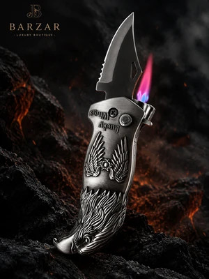 فندک اتمی چاقودار برند لایتر (Lighter) طرح عقاب و بال Lucky Wings | بدنه فلزی