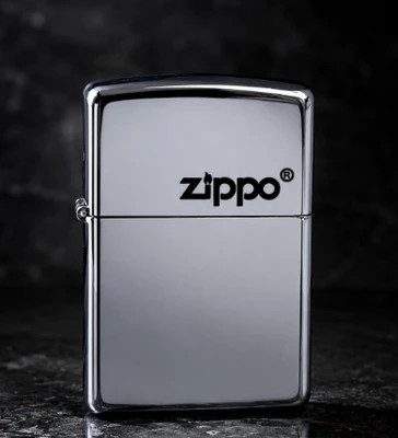 فندک بنزینی طرح زیپو برند لایتر (Lighter) طرح لوگو زیپو کروم براق | بدنه فلزی