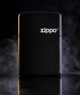 فندک گازی طرح زیپو برند لایتر (Lighter) طرح لوگو زیپو مشکی مات | بدنه فلزی
