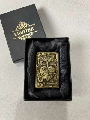 فندک گازی طرح زیپو برند لایتر (Lighter) طرح قلب مکانیکی استیمپانک | بدنه فلزی