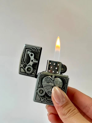 فندک گازی طرح زیپو برند لایتر (Lighter) طرح قلب مکانیکی استیمپانک | بدنه فلزی
